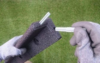 Granite Grey Enviro Blocks Garden Edging Peg Installation