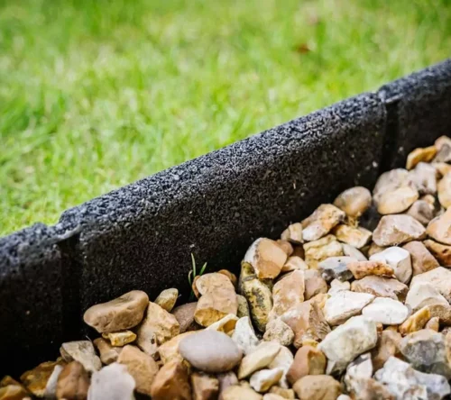Enviro Blocks Midnight Black garden edging, bringing a touch of sophistication to your outdoor living area